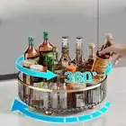Grey Luxury Rotating Storage Rack - Transparent Spice Organizer & Condiment Hold