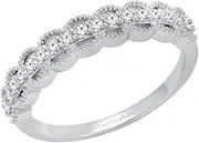 [Dazzlingrock Collection] 10K Round Gemstone Ladies Vintage Style Wedding Stackable Band, White Gold