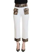Dolce & Gabbana Cropped Pants Leopard Print Detail Women White