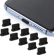10 Pack USB C Anti Dust Plugs for Samsung Galaxy S23, S22, S21, S20,A53, Note 20, Pixel, MacBook, Laptop, Cell Phone Dust Cover for Any USB Type C Charging Port- Black