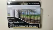 Woodland Scenics 2251 Pre Wired Double Crossbar Electric Wood Poles N Model RR