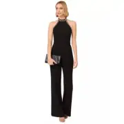 Adrianna Papell Embellished Wide-Leg Jumpsuit Black 16 Petite NWT