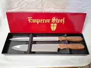 Vtg 2 pc Emperor Steel Savoy Total 13” Carving Chef Knife Stainless Steel Japan