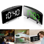 LED Alarm Clock Digital Curved Screen Table Electronic Clock Large Screen Mirror