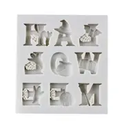 4PCS Halloween Letters Shape Baking Silicone Mold Party Fondant Cake Decorating Tool gray
