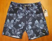 Rvca CURREN TRUNK Special Edition Floral Striped Swim Trunks Men's Boardshorts