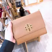 NWT Tory Burch Britten Chain Wallet Leather Crossbody in Bark