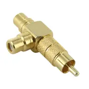1 RCA Male to 2 RCA Female Y Split Adaptor Gold Plated Home Theatre Hi-Fi