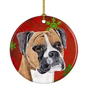 Boxer Red Snowflakes Holiday Christmas Ceramic Ornament Caroline's Treasures