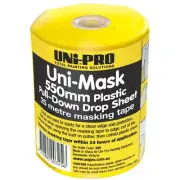 Uni-Pro PLASTIC DROP DOWN SHEET WITH PAINTER'S TAPE 25m Length, 550mm Pull-Down