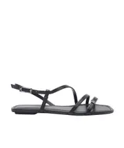 Square toe flat sandals 39 Black