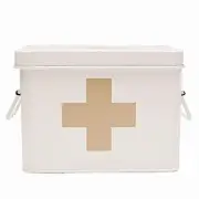 Retro Enameled First Aid Box for Medicine Storage and Home Decor with Lid and...