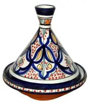 Moroccan Serving Tagine Handmade Ceramic Tajine Dish 8 inches Multicolored Blue