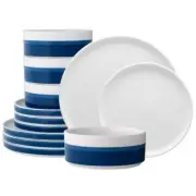 Noritake Dinnerware Set 12-Piece Dishwasher/Microwave Safe Porcelain in Blue
