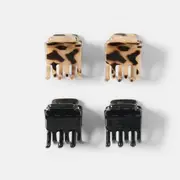 OXX Haircare 4 Pack Brown & Black Quarter Claw Clips