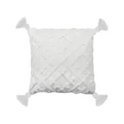 Yarra Textiles Tufted Cushion Cover |Vintage window box pattern | 60cm x 60cm ,White , 100% cotton