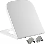 Mass Dynamic Square Toilet Seat- with Soft Close & Quick Release for Easy Cleaning, Universal Toilet Seat for Square Shaped Toilet Pans, Top Fixing Easy Installation (40.0cm L x 36cm W), White