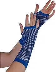 Amscan Long Nylon Fingerless Fishnet Glove, Navy