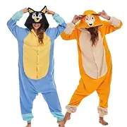 Animal Blue Dog Bingo Kigurumi Pajamas Onesie Costume Adventure Movie Movie Cosplay for Unisex Adults' Halloween Carnival World Book Day Home School Event Dres