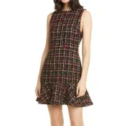 Alice + Olivia Sonny Tweed Ruffle Skater Dress Lined Sleeveless Size 14 NWT