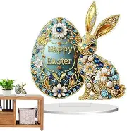 Wrohto Easter Rhinestone Art Kits, Rhinestone Decor Table Signs, Easter Bunny Painting Kit, Easter Egg Arts & Crafts, 2D Acrylic Painting Crafts, Easter Table Sign Decor, Rhinestone Bunny Decoration