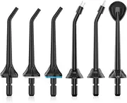 WAFLOO Replacement Nozzle Tips (Pack of 6) for Water Flosser Y801 - Black - Multiple Nozzles (Pack of 6) - Daily Cleaning, Thorough Plaque Removal, Bad Breath Reduction