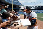 Brooks Robinson Baltimore Orioles signs autographs for fans prior - Old Photo