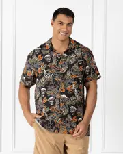 [The Mad Hueys] The Mad Hueys Men's The Island Captain Short Sleeve Shirt in Black Size Large L Black