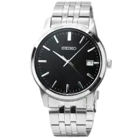 在飛比找momo購物網優惠-【SEIKO 精工】精工時尚鋼帶男錶-黑面(SUR401P1