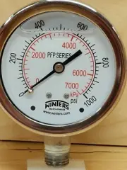 WINTERS PFP829 Pressure GAUGE 0 - 1000 PSI NSMP 7000 KPa 1/4" Npt Bottom Thread