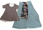 Lularoe LOT Size S Bundle 4 Piece Maxi Azure Skirt Perfect T Shirt Top Printed