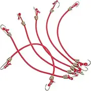 DECOMELODY 6pcs Mini Bungee Cords with Metal Hooks Heavy Duty Elastic Straps for Package Fastening Camping Luggage Cargo Durable Wear Resistant Rubber Ties