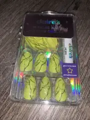 Claire’s Nails w/Glue Glow In The Dark Neon Yellow Black Manicure Set Costume