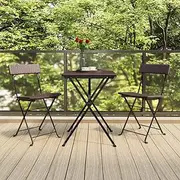 VRAXO 3 Piece Folding Bistro Set Brown Poly Rattan -15.6KG,319990