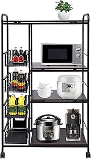Kitchen Storage Carts,Kitchen Stand Microwave Cart for Home,Kitchen Shelving Unit Rolling Utility Microwave Oven Rack on Wheels,Mobile Cart with 4 Tier Storage Bakers Rack,with 4 Sliding Drawers