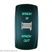 GREEN MOMENTARY ROCKER SWITCH LASER ETCHED 20A 12V WINCH IN/OUT OFFROAD