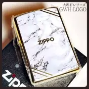 Zippo Oil Lighter Marble Pattern White Gold Brass Regular Case Japan