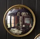 Convex Wall Mirror 15" Round Gold Framed Antique Vintage Style