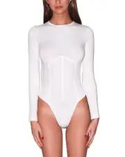 Fleur du Mal Long Sleeve Corset Bodysuit