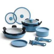Everten Flex 16pc Non Stick Cookware Set Denim