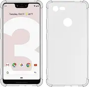 [USTIYA] Case for Google Pixel 3 Clear TPU Four Corners Protective Cover Transparent Soft