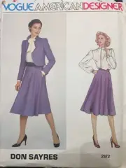 VOGUE AMERICAN DESIGNER DON SAYRES PATTERN 2372 SZ 10 JACKET,BLOUSE,SKIRT UNCUT