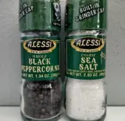 Alessi® Coarse Sea Salt and Whole Black Peppercorns Grinder Set