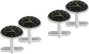[DEARMAMY] 2 Pairs Clock Cufflinks Screw Lamp Holder Old-fashioned Telephones Decanter Dispenser Vintage Decor Gadget Matches Gold and Silver Thread Crafts Windproof Matches Alloy Black