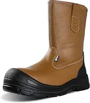 [ANDANDA] Work Boots for Men, Anti-Smashing/Puncture/Waterproof Steel Toe Boots for Men, Safety Oiled Leather Work Boots, Breathable, Quick Dry