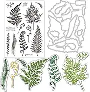 INFUNLY Plant Die Cuts Leaf Metal Cutting Dies Fern Leaf Clear Stamps Set Embossing Stencil Template for DIY Paper Art Craft Scrapbooking Photo Album Decor