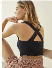 NWT Anthropologie Black Seamed Cross-Back Tank Size Large (Original $70)