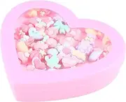 Abaodam Box Adorable Ring Set Heart Shaped Box Plastic Finger Rings for Party Bag Fillers Birthday present Accessories