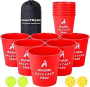 Aivalas Yard Pong Outdoor Games, Giant Yard Games Set with 12 Buckets and Balls for Adults and Family, Toss Game Throwing Games for Beach, Camping, Lawn and Backyard