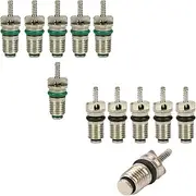 YehVeh 12 Pack Air Conditioning Valve Core Kit R134A Car AC Refrigerant Valve Core Leakproof High Pressure Schrader Stem Cores for Car A/C System Service Vane Air Vacuum Pump R134a Recharge Hose Kit